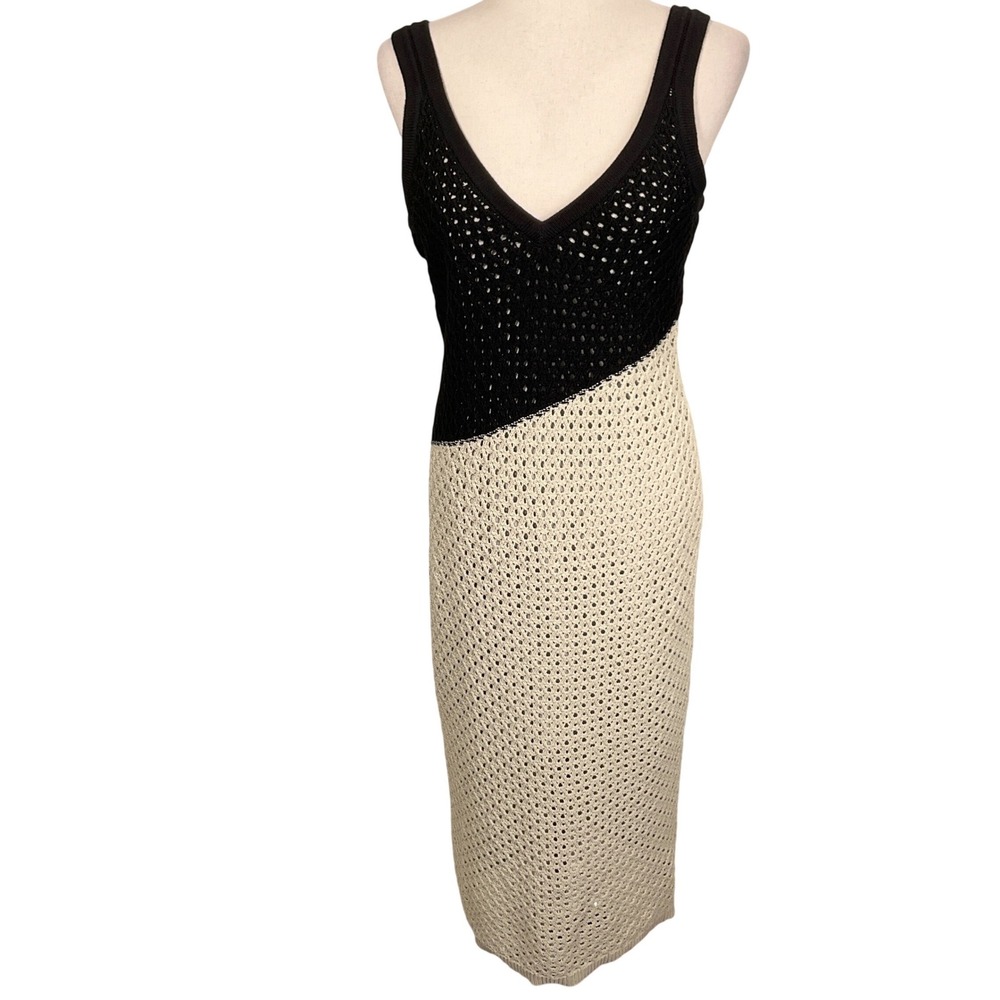 Toccin Kayla Dress Women Large Black Stone Colorblock Tank Coastal Crochet Boho‎